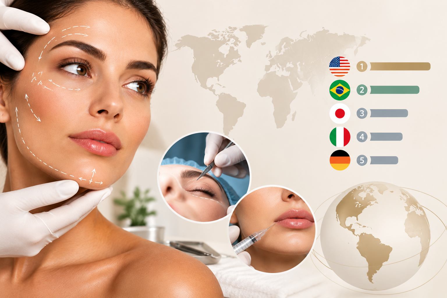 Brasil lidera ranking mundial de cirurgias plásticas; veja quais países mais realizam procedimentos estéticos
